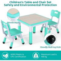 Grupo de Mesa Infantil en Altura Ajustable, Muebles de plástico para niños, Grupo de Asientos para niños y niñas a Partir de 2 años, (Amarillo, Mesa Cuadrada) - details 13