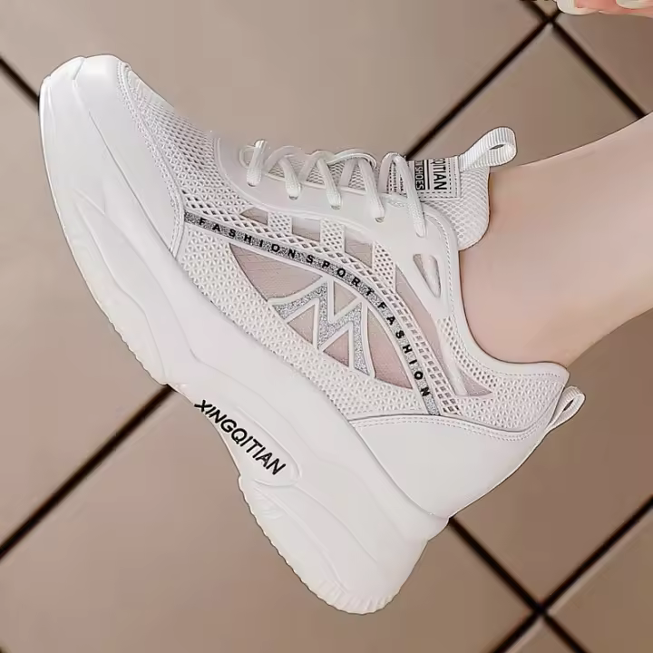 Casual 2025 Nuevas Sandalias Planas, Zapatos de Malla para Mujer que Aumentan la Altura, Sandalias de Zapatos Deportivos, - 1