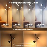 Lampara de Pie LED Regulable 36W 2500LM Lampara de Pie Salon con Mando a Distancia y Control Táctil, 4 Temperaturas de Color, 3 Luces Giratorias Luz de Pie para Salón, Habitación y Oficina - details 4