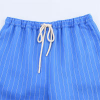 OUWU- Traje De Mujer Nuevo Verano 2025 Diseño De Rayas Azules Y Blancas Camisa Suelta De Manga Larga Conjunto De Pantalones Con Cordón Casual Y Perezoso - details 8