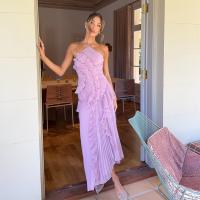 Cuello Volante Vestido Halter Púrpura, Estilo Europeo Y Americano 2025 Primavera Nuevo, Estilo Celebridad Falda Larga De Varias Capas - details 11
