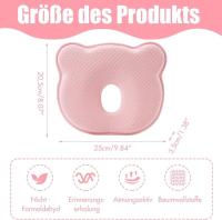 Almohada para bebé,  viscoelástica, almohada para bebé, antiplagiocefalia, adecuada para recién nacidos de 0 a 12 meses, color rosa - details 0