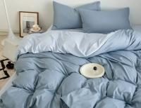 Setera de Cama de Color Sólido Coreano Negra de Alta Calidad para Huecos de Cama Reina/Rey Cubierta de Edredón de Tela Simple Tintada - details 0