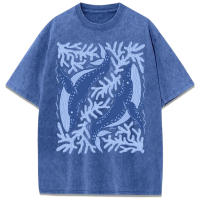 Camisetas Suaves y Transpirables de Algodón con Estampado de Ballenas de Coral - details 9