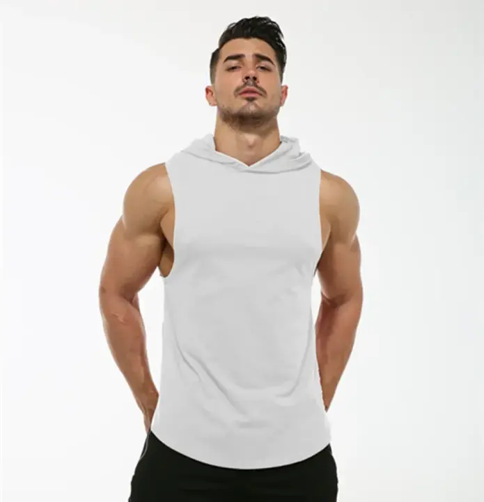 Nueva Camiseta de Algodón para Hombre 2025 Camiseta sin Mangas con Capucha - 1