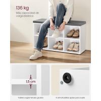 Banco para Zapatos, Armario para Zapatos con 6 Compartimentos y 3 Estantes Ajustables, Fácil de Montar, Ahorro de Espacio, para Entrada, Dormitorio, Blanco LHS23WT - details 3