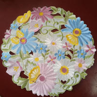 Caminador de mesa hueco de flores bordadas de primavera - details 3