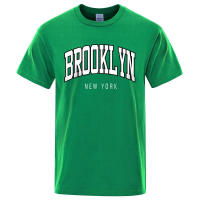 Camiseta holgada informal con letras de Brooklyn de Nueva York para hombre, Top 100% algodón, camiseta de Hip Hop de moda transpirable - details 13