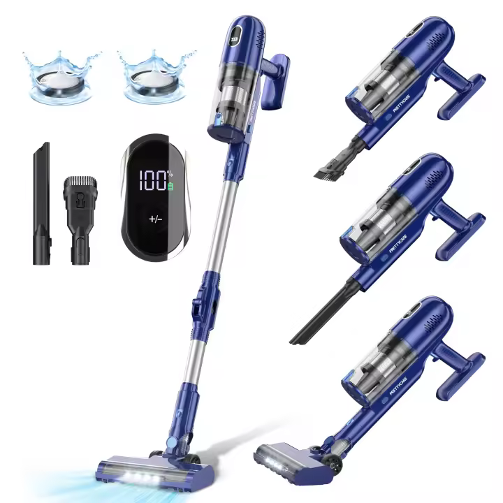 PrettyCare P1 Aspiradora Inalámbrica, Aspiradora de Barra Potente de 28Kpa con Motor sin Escobillas, Pantalla Táctil LED, 45 Minutos - 1