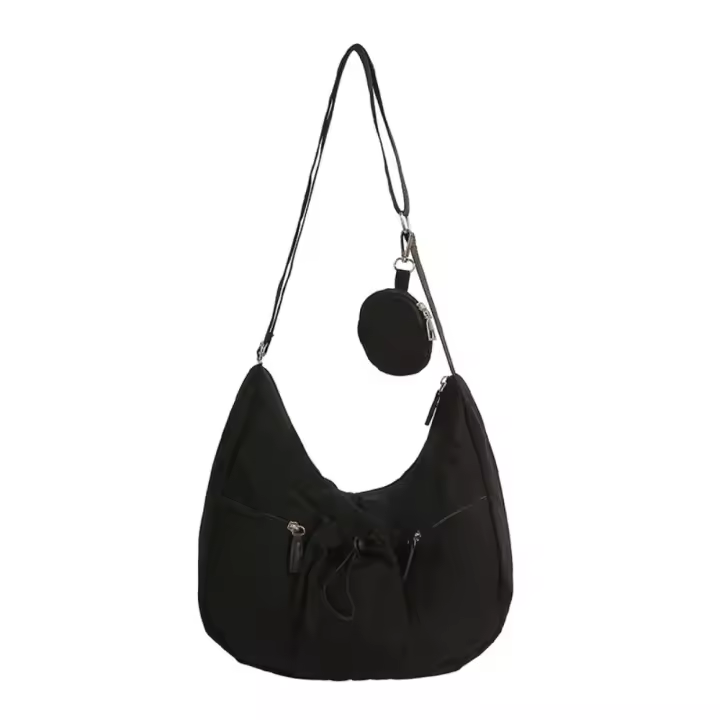 Bolso cruzado de estilo coreano, bolso plisado con cordón de gran capacidad, versátil, ligero con monedero - 1