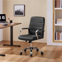 Silla de Oficina Ajustable de Altura Asiento Sintético con Espalda Comodable Negro - details 1