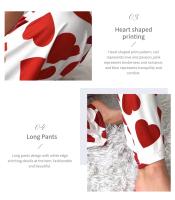 Conjunto De Pijama Para Mujer Estampado De Corazón Camiseta Corta Y Pantalones Largos Ropa De Dormir Estilo Casual De Verano Y Otoño - details 16