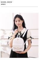 Bolso escolar pequeño para mujer, Mochila pequeña informal con rombos, bolso de hombro portátil, mochila decorativa rosa - details 5