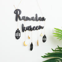 Ramdan Kareem Letras de Madera Decoración de Eid Mubarak con Guirnaldas de Papel de Luna Estrellas - details 4