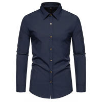Camisa de manga larga con botones para hombre, camisa informal de negocios, Color sólido, cómoda, Social, Oficina, blusa blanca y negra, moda de otoño - details 9