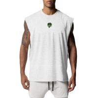 Summer Quick Dry Cut Off Sports T Shirts for Men Sleeveless Gym Tank Top Fitness Muscle Tops Bodybuilding Running Tees - details 14