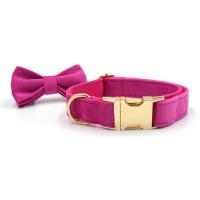Collar de terciopelo fucsia para perros pequeños, lindo arnés ligero para perros, juego de tirón personalizado para cachorros con flores - details 7