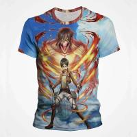 Camiseta de talla grande con estampado 3D de Attack Titan para hombre y mujer, manga corta transpirable de secado rápido con movimiento animado - details 3