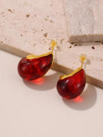 Pendientes de lustrous para las mujeres,316L pendientes colgantes de Maple inoxidable - details 11