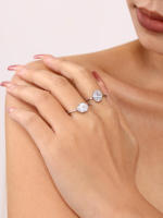 Anillo de Cristal Cuadrado en forma de ZIRCON elíptico de lujo Más ligero Joyas exquisitas para Regalos de Bodas de Novias - details 3