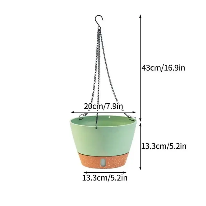 Planta interior y exterior colgante de autorriego de 8/10 pulgadas con plato ETA, decoración de jardín de plástico ETA - 1