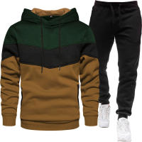 Sudadera de tres colores para hombre, traje deportivo informal de moda, Top con capucha de empalme, pantalones, traje de dos piezas, primavera y otoño - details 4