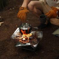 Parrilla de barbacoa portátil para acampar, quemador de madera plegable, estufa de hoguera de acero inoxidable para patio trasero al aire libre - details 4