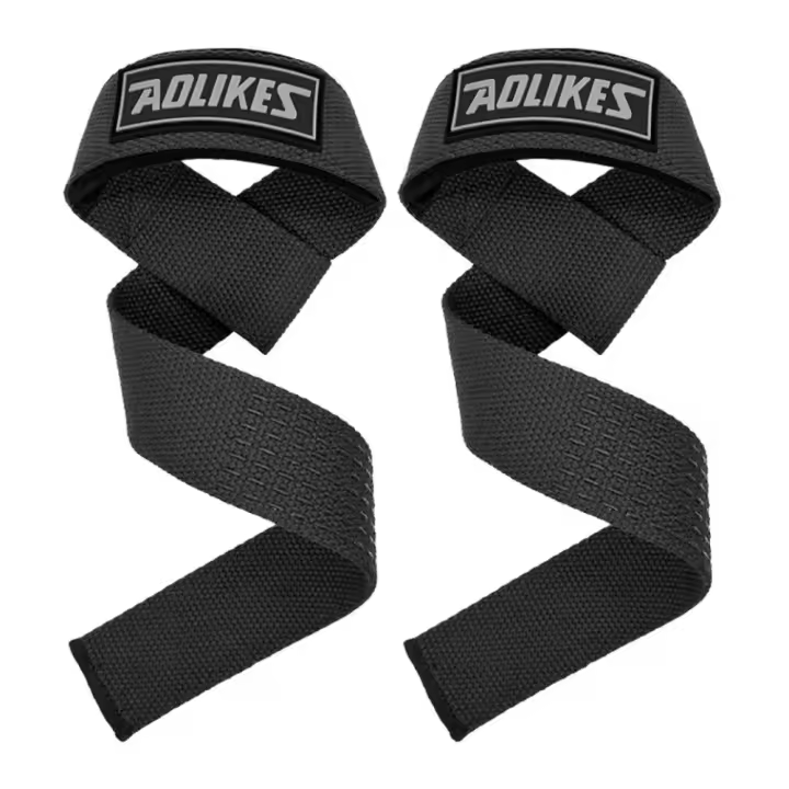 Correas de elevación de algodón para Fitness, muñequeras ajustables resistentes al desgaste para levantamiento de pesas, antideslizantes duraderas, 1 par - 1