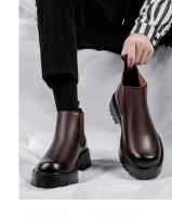 Botas Chelsea de cuero británico para hombre, botas de cuero de caña alta de lana, botas versátiles de moda. - details 14