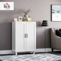 Armario de Salón Moderno Armario de Almacenaje con 2 Puertas Estante Ajustable y Base Elevada para Cocina Comedor Pasillo Dormitorio Dispositivo Antivuelco 60x30x90 cm Blanco - details 1