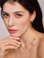 Pequeño Agujero Joyería Pendientes de Ano Redondo de Maple inoxidable Señoras colorido CIRCA Cristal cartílago - details 4