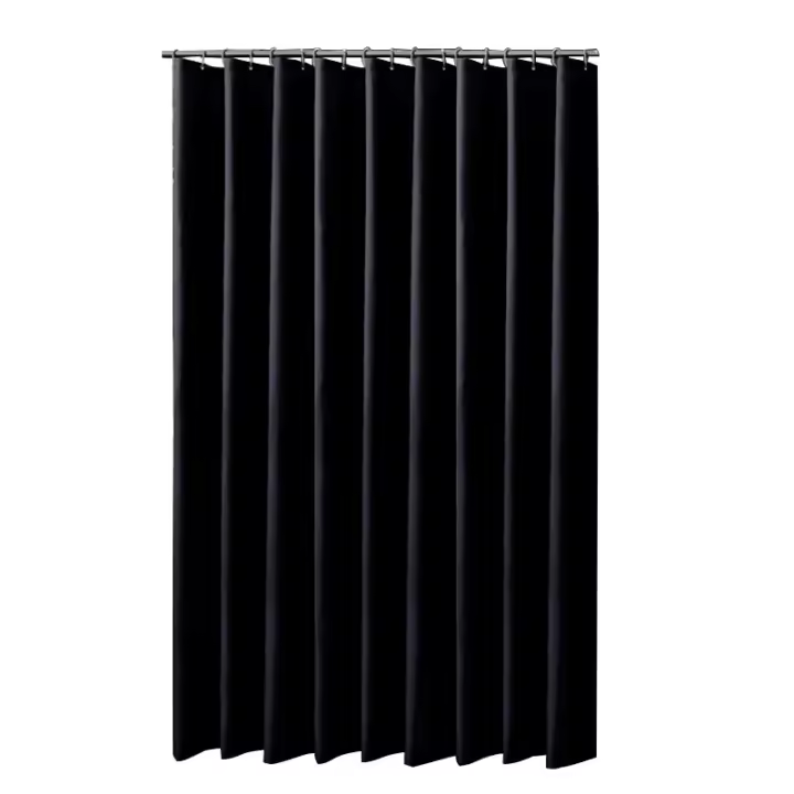 Cortina de Ducha Negra Impermeable Cortina de Baño de Tela para Baño, Cortina de Sombra para Escobilla, Cubierta de Baño Ancha Grande con Ganchos - 1