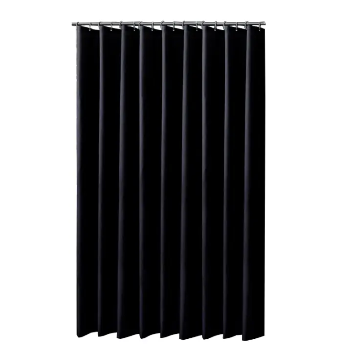 Cortina de Ducha Negra Impermeable Cortina de Baño de Tela para Baño, Cortina de Sombra para Escobilla, Cubierta de Baño Ancha Grande con Ganchos - 1