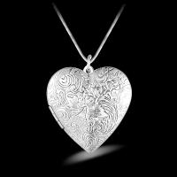Collar de plata de ley  con marco de corazón, colgante, se puede cargar con foto, regalo de joyería DIY - details 1