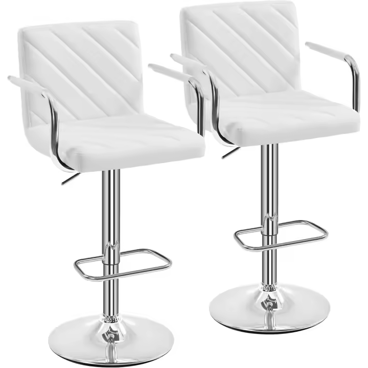 Juego de 2 Taburetes de Bar Altura Ajustable 92-113,5cm Sillas de Bar Asientos Giratorios Diseño Moderno Taburetes Altos Negro - 1