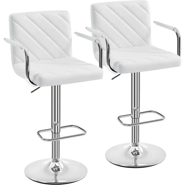 Juego de 2 Taburetes de Bar Altura Ajustable 92-113,5cm Sillas de Bar Asientos Giratorios Diseño Moderno Taburetes Altos Negro - 1