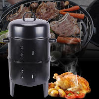 Horno para ahumar, barbacoa de carbón vegetal 3 en 1, horno ahumador con 2 parrillas, termómetro y amortiguador ajustable - details 12
