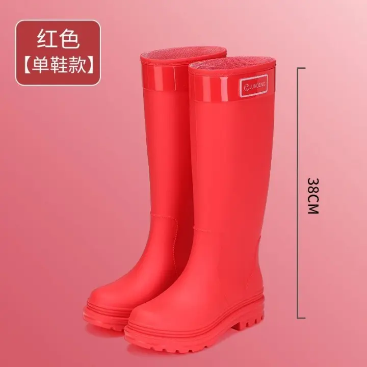 Botas de Lluvia de Tacón Alto Impermeables Zapatos de Invierno Cálido para Mujeres con Boca Ancho - 1
