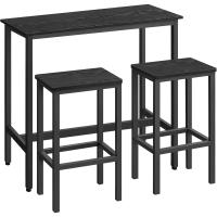 Juego de Mesa y Taburetes de Bar, Mesa de Desayuno con 2 taburetes, Marco de Acero, Industrial, Marrón Rústico y Negro Tinta LBT218B01 - details 16