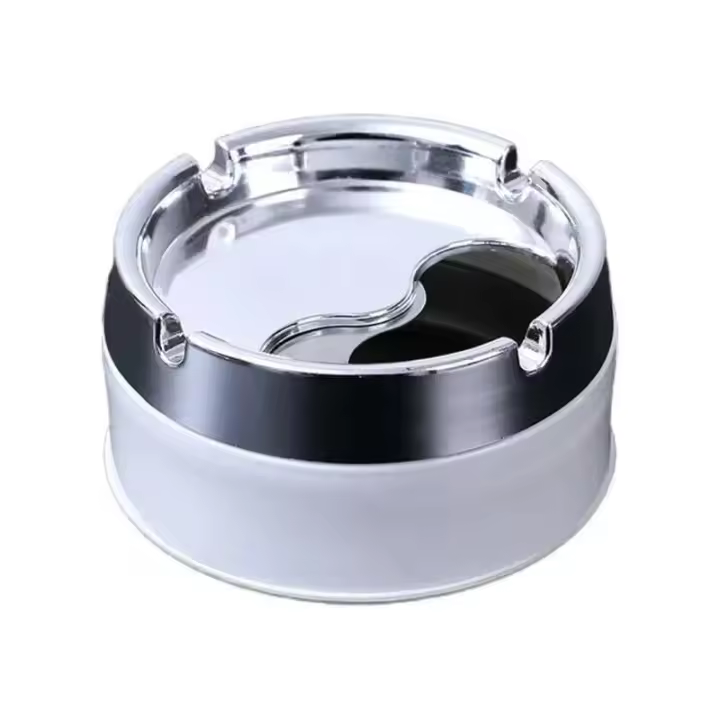Bandeja cortavientos redonda de acero inoxidable+PP con 360 °   Tapa giratoria para el hogar, oficina, sala de estar, hombres, ceniceros Seag - 1