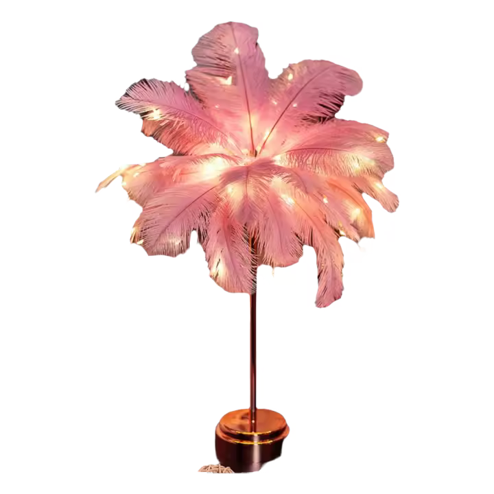 Lámpara de plumas, lámpara de mesa de plumas de avestruz, lámpara de pie, decoración de cabecera de lujo moderna, estilo retro - 1