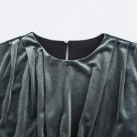 Bolso midi de terciopelo sin mangas para mujer, otoño informal con vestido liso - details 8