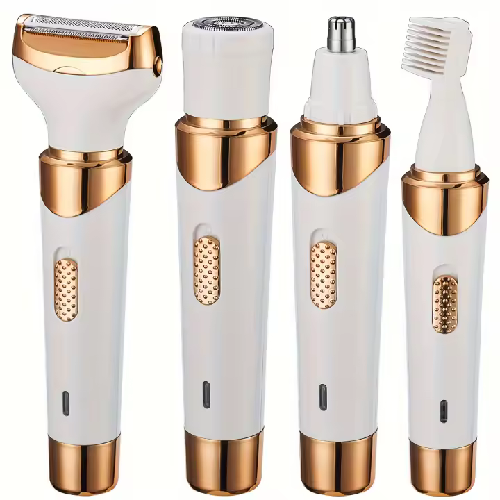 Afeitadora eléctrica 4 en 1 para mujer, depiladora recargable por USB, recortadora eléctrica de cejas, eliminador de vello portátil para cara, nariz y piernas - 1