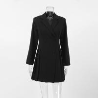 Traje negro elegante estilo maduro vestido acampanado moda mujer Otoño Invierno nueva colección - details 9