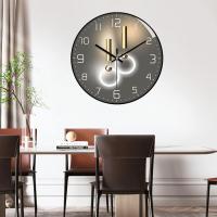 Reloj de pared Diámetro 30 cm Números redondos Reloj de pared de cuarzo Sin tictac Funciona con pilas (Negro) - details 2
