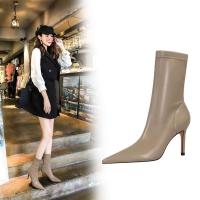 Tacones Mujer's New Rubber zapatos cortos 2024 Otoño e Invierno botines de Mujer de tacón alto negros de lujo - details 3