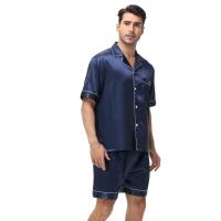 Conjunto de Pijama de Manga Corta para Hombre de Talla Grande Pantalones Cortos de Satén, Ropa de Dormir Fresca, Traje de Pijama Informal de Verano - details 4