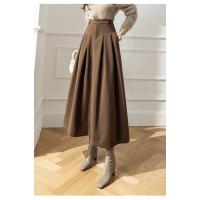 Faldas elegantes de lana sintética para mujer, falda informal holgada de cintura alta con bolsillos para oficina, Otoño e Invierno - details 16
