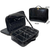 Bolsa de cosméticos impermeable con patrón de cocodrilo para mujer, estuche de maquillaje de tatuaje de viaje de gran capacidad, PU, nuevo - details 2