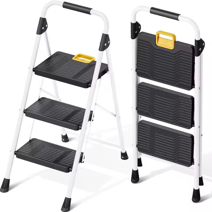 Escalera Ligera de Acero para el Hogar Carga hasta 360 kg, Bloqueo de Seguridad, Pedales Anchos Antideslizantes, Pasamanos, Escalera Doméstica de Acero - 1
